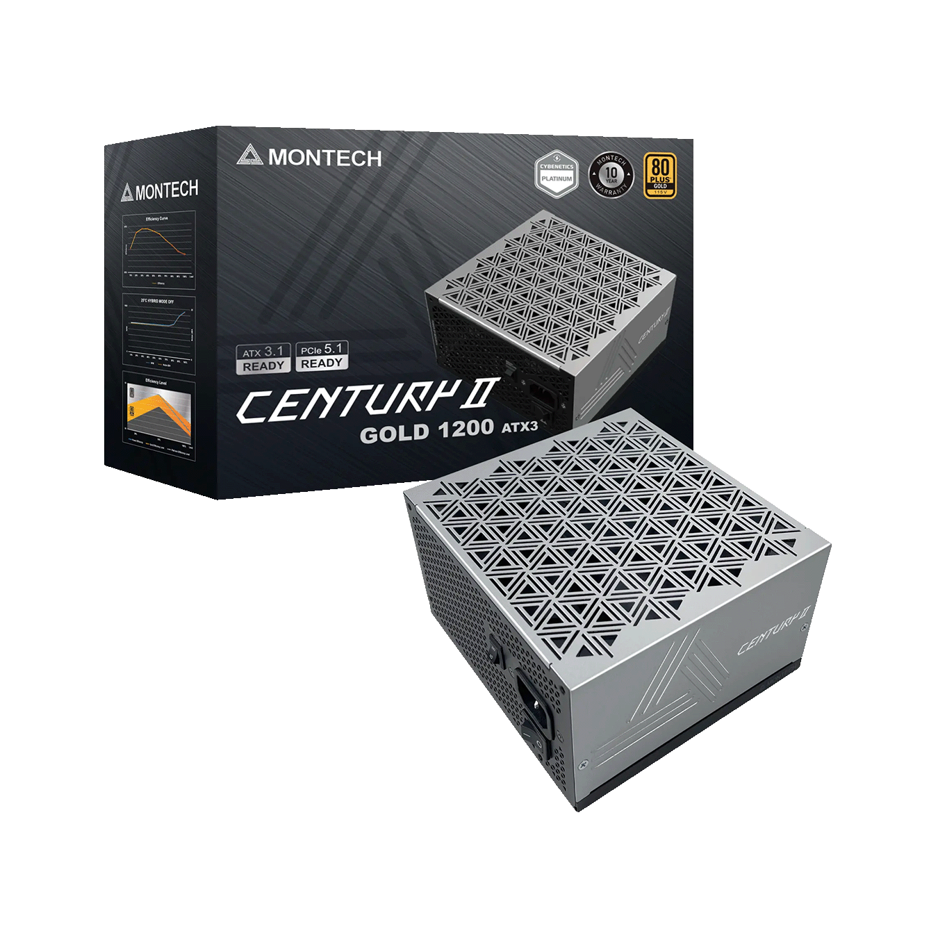 MONTECH (モンテック) CENTURY II シリーズ 80PLUS Gold / Cybenetics Platinum フルプラグイン ATX電源 (1200W)　CENTURY II 1200W