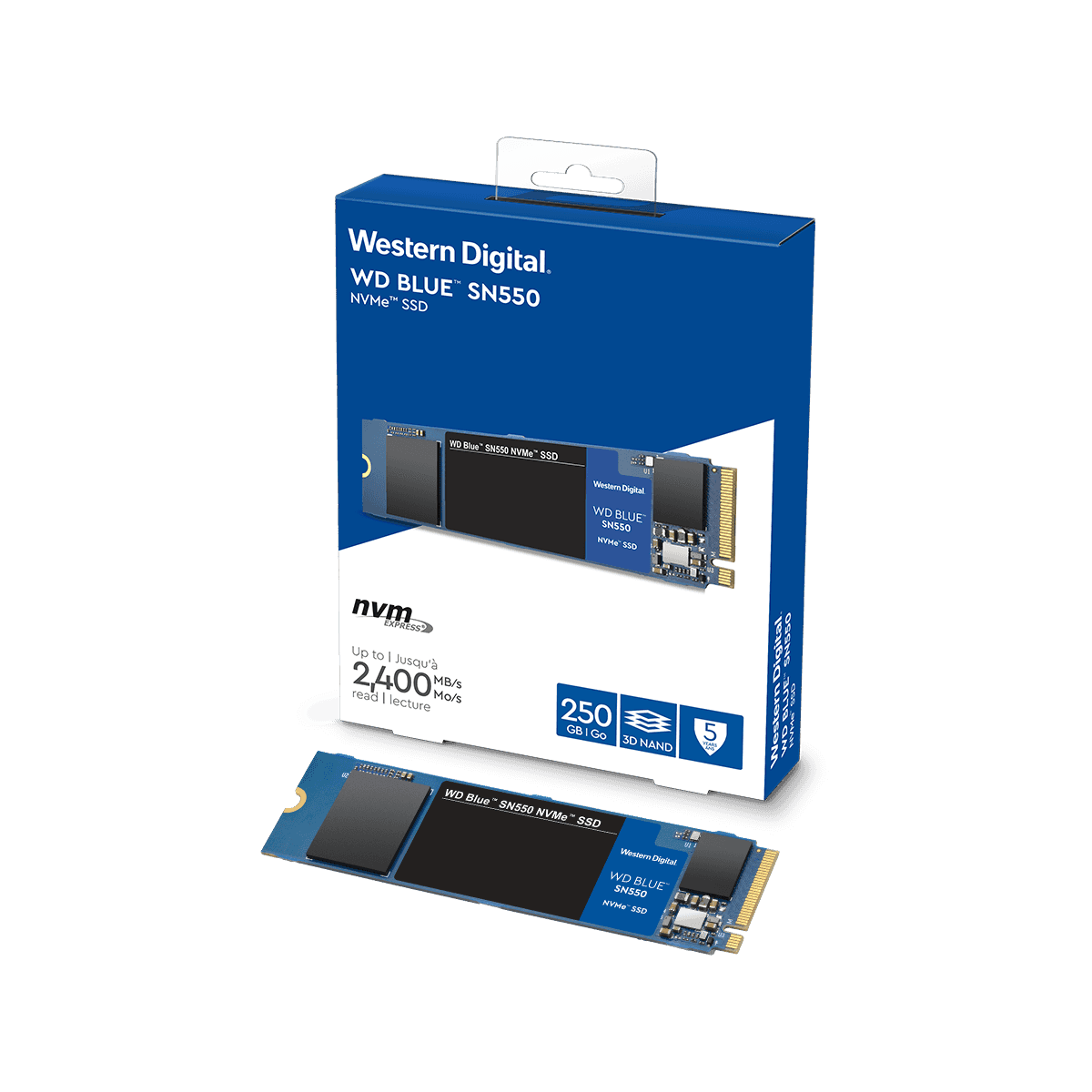 【販売終了】WesternDigital製 WD BLUE SN550シリーズ NVMe M.2 SSD 250GB WDS250G2B0C