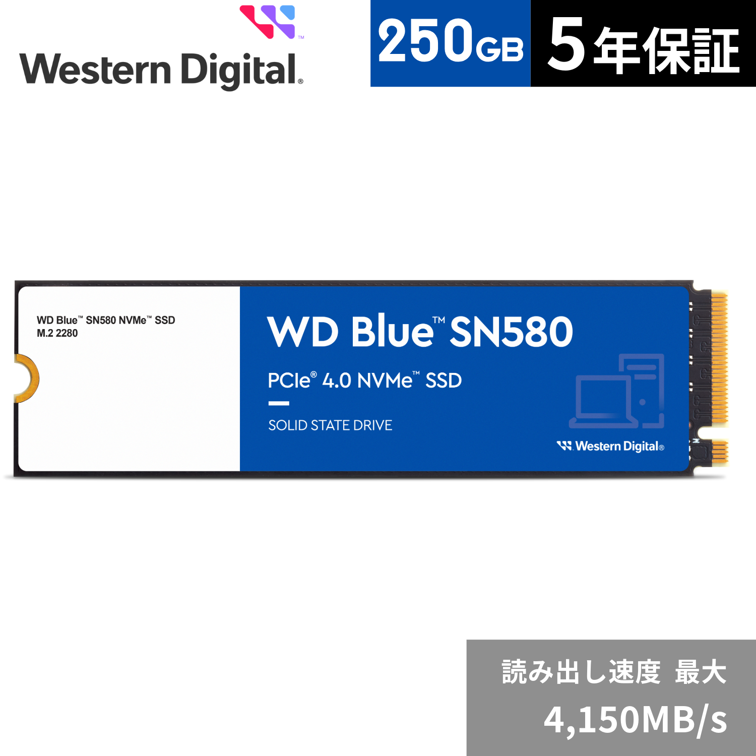 <WD Blue SN580 SSD> M.2 PCIe Gen4x4 250GB WDS250G3B0E