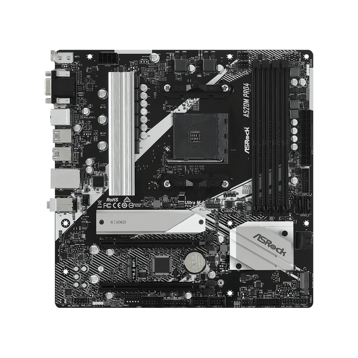 ASRock Socket AM4 AMD A520 MicroATX マザーボード A520M Pro4 | PCパーツメーカーの総合