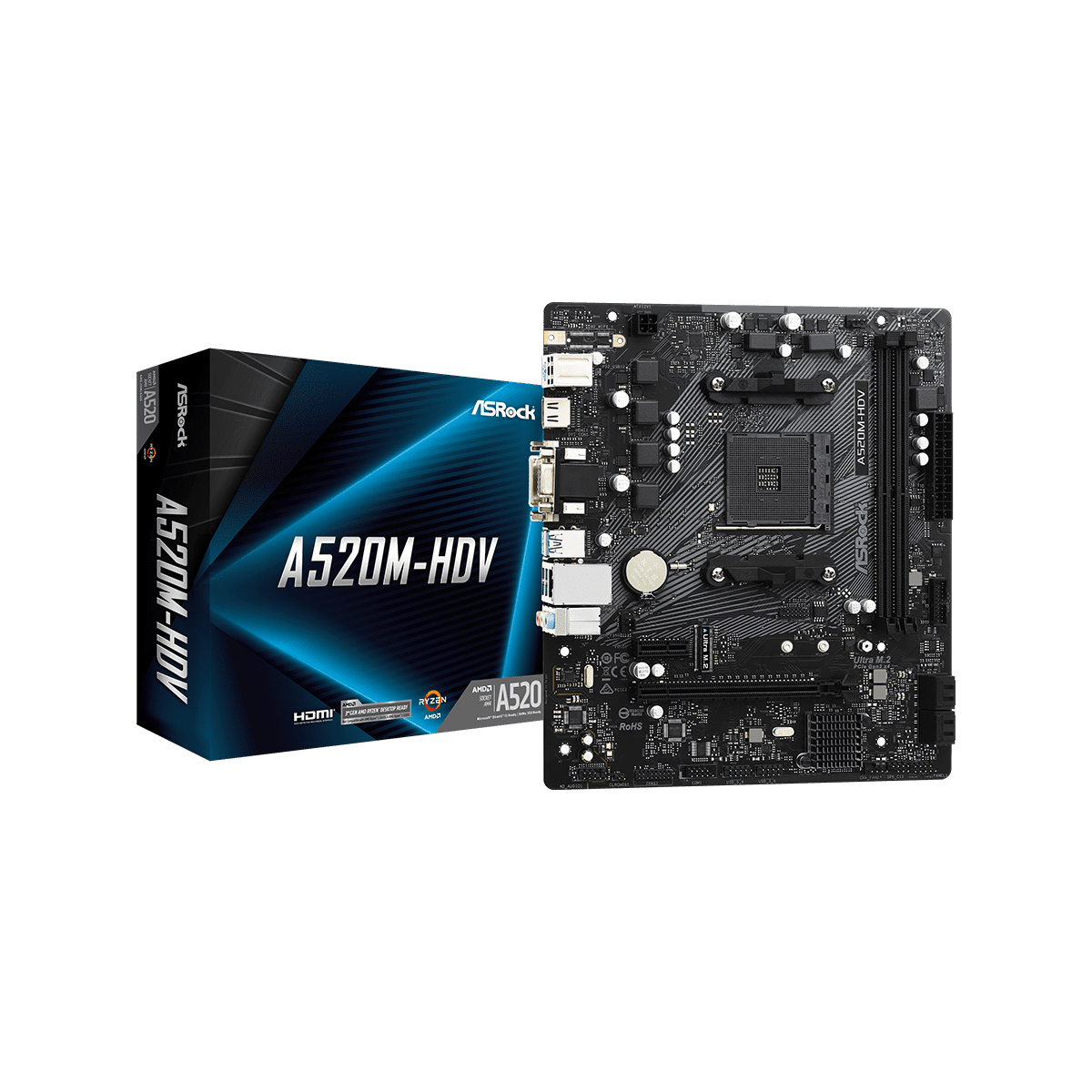 ASRock Socket AM4 AMD A520 MicroATX マザーボード A520M-HDV