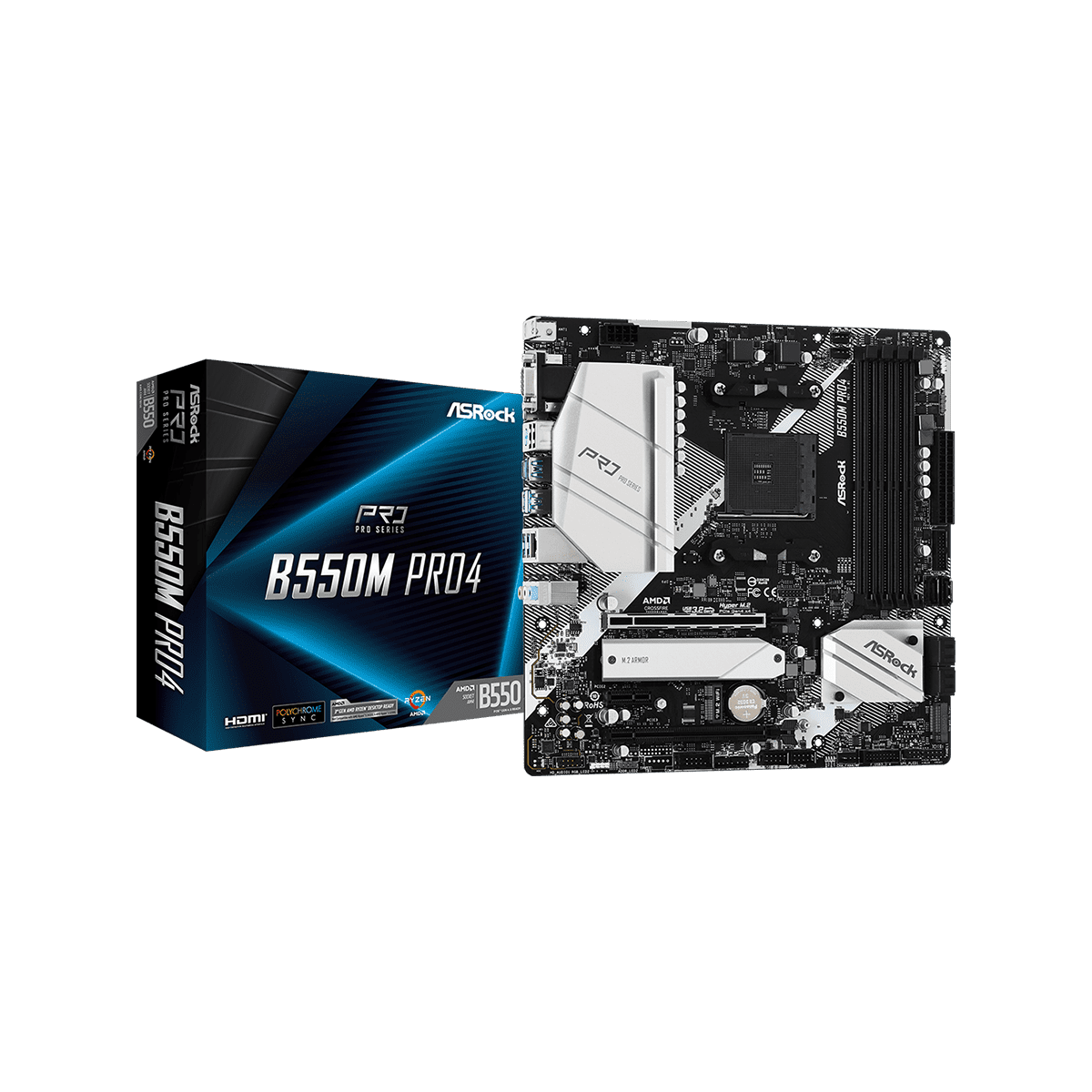 ASRock Socket AM4 AMD B550 MicroATX マザーボード B550M Pro4