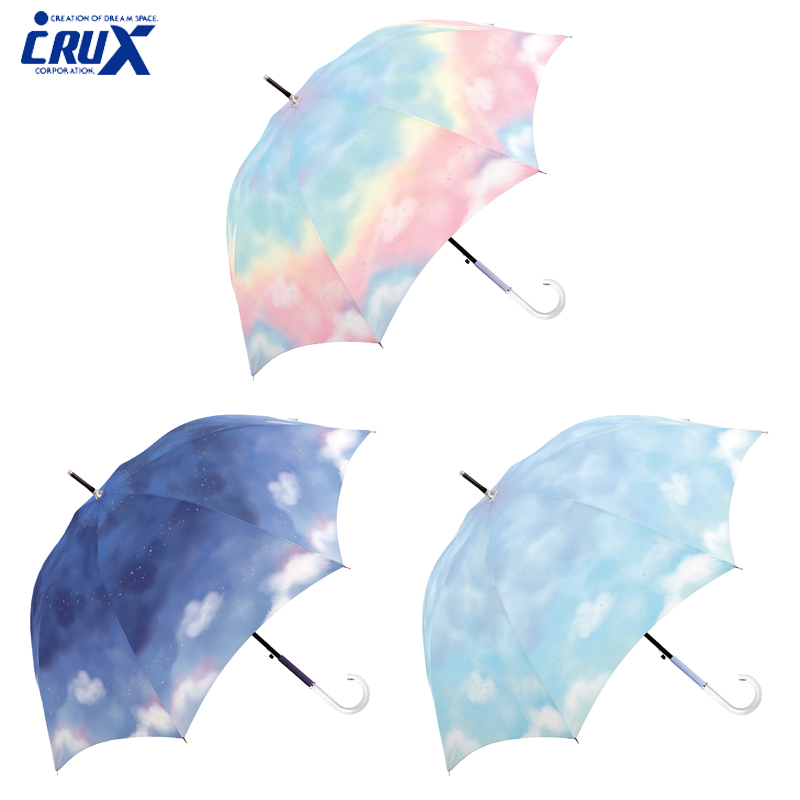 ■CRUX(クラックス)■■レイングッズ特集■　晴雨兼用 婦人長傘　ミルキートーンアンブレラ SKY（ジャンプ）