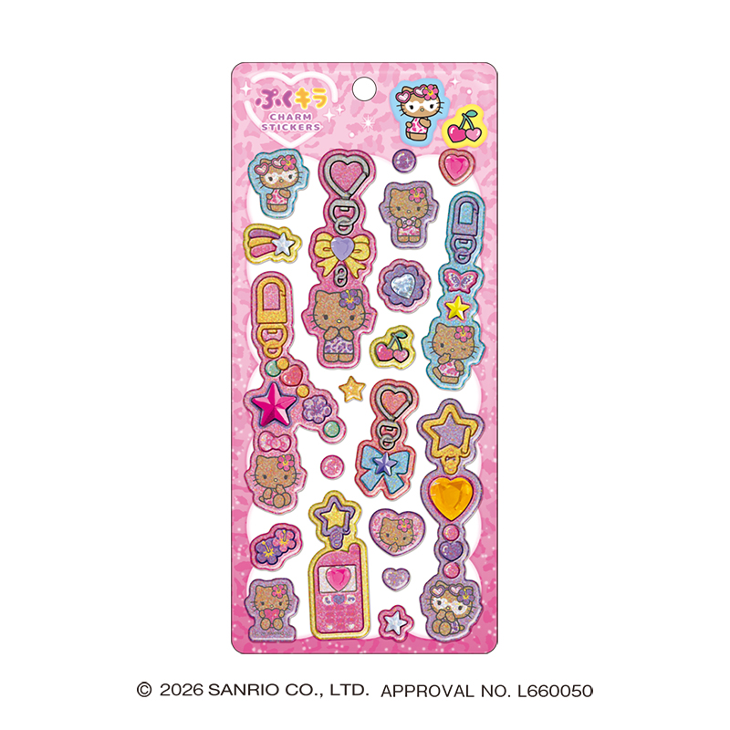 ■CRUX(クラックス)■■2026SS　先行予約■　サンリオキャラクターズ　ぷくキラチャームステッカー　ハローキティ/レオパードモード