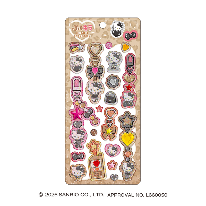 ■CRUX(クラックス)■■2026SS　先行予約■　サンリオキャラクターズ　ぷくキラチャームステッカー　ハローキティ/ブラックリボン