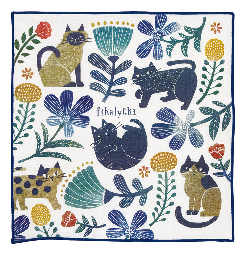 ■デコレ■■2026SS　先行予約■　fikalyckaハンカチ　猫と花