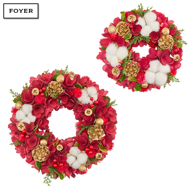 ■FOYER（ホワイエ）■■2025AW　先行予約■　リースレッドハナ眠りリーフコットン