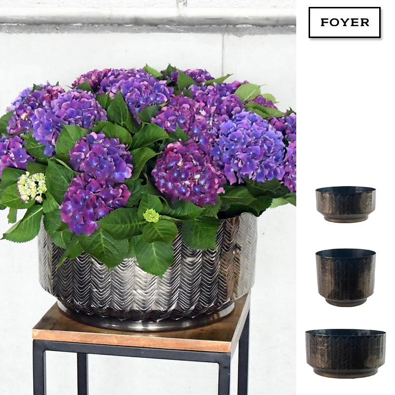 ■FOYER（ホワイエ）■■2026AW　新作■　AM アルミプランターシェブロン　ブラック（穴有・軽量）