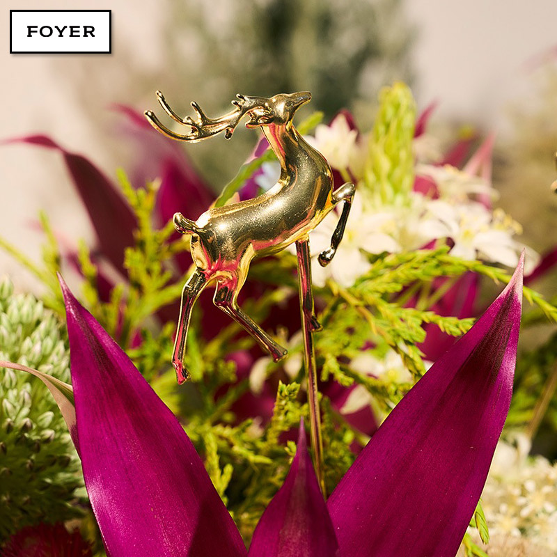 ■FOYER（ホワイエ）■■クリスマスグッズ■■2026X'mas　新作■　SN メタルトナカイピックシャイニー ゴールド　5本セット