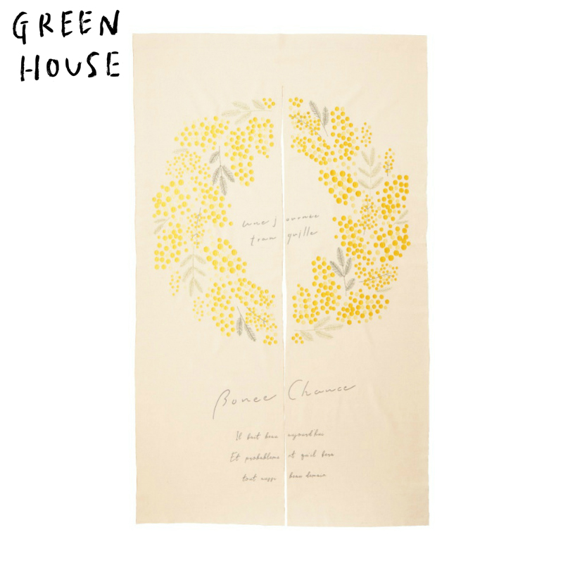 ■GREEN HOUSE(グリーンハウス）■　刺繍のれん　ミモザリース