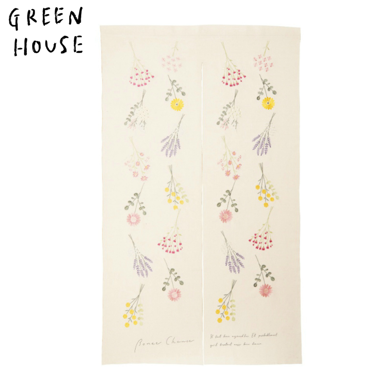 ■GREEN HOUSE(グリーンハウス）■　刺繍のれん　ドライフラワー