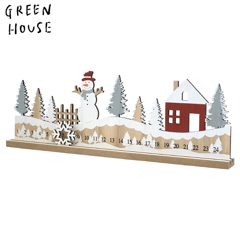■GREEN HOUSE(グリーンハウス）■■X'mas■　ウッドオブジェ　スノーマンハウスカレンダー
