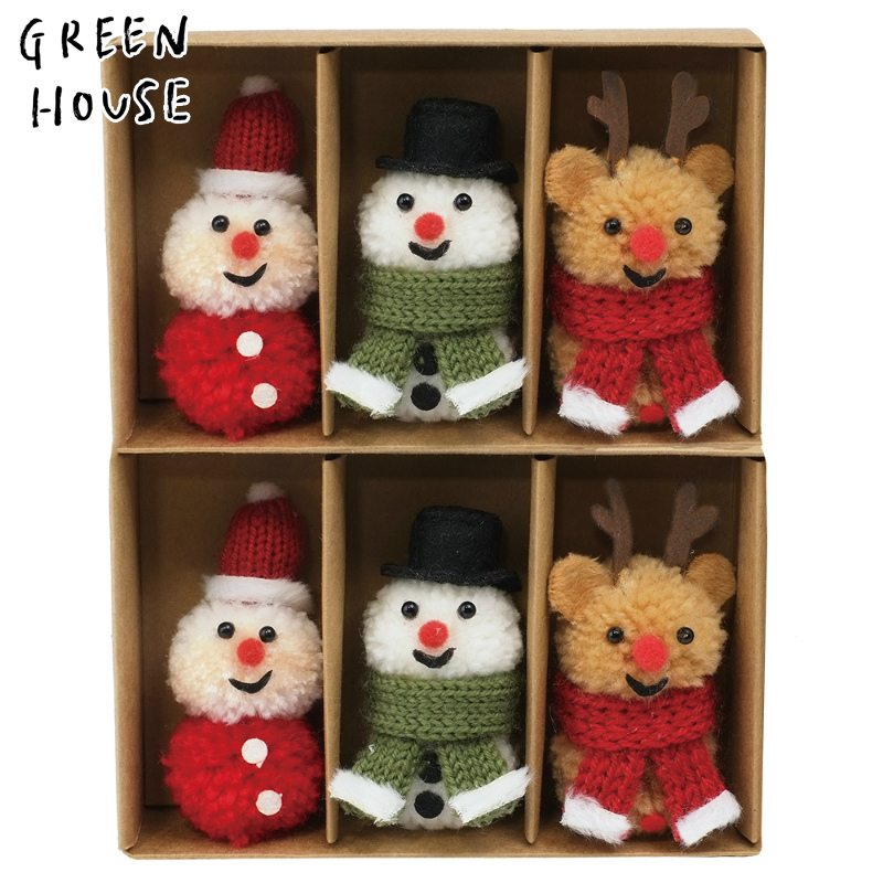 ■GREEN HOUSE(グリーンハウス）■■2024X'mas　新作■　ふわふわフェルトオーナメントBOX　仲良し3人トリオ