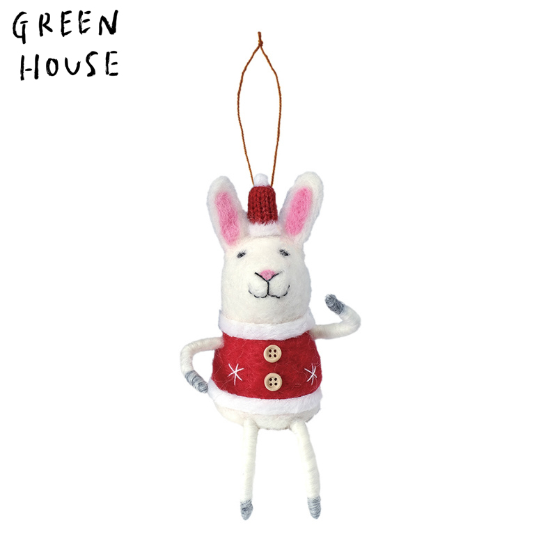 ■GREEN HOUSE(グリーンハウス）■■X'mas■　羊毛フェルトオーナメント　ウサギ