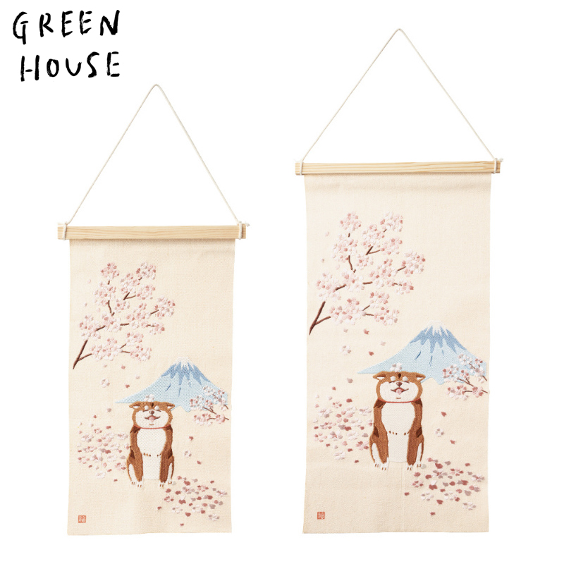 ■GREEN HOUSE(グリーンハウス）■■2024SS　新作■　刺繍タペストリー　桜富士柴犬