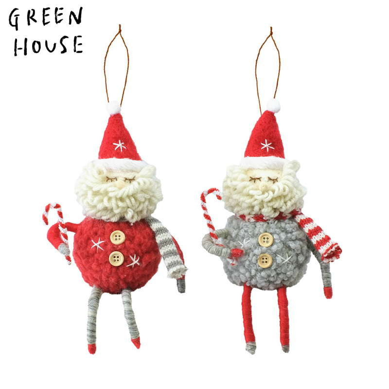 ■GREEN HOUSE(グリーンハウス）■■2024X'mas　先行予約■　羊毛フェルトオーナメント　もこもこサンタ（2種×各2個）