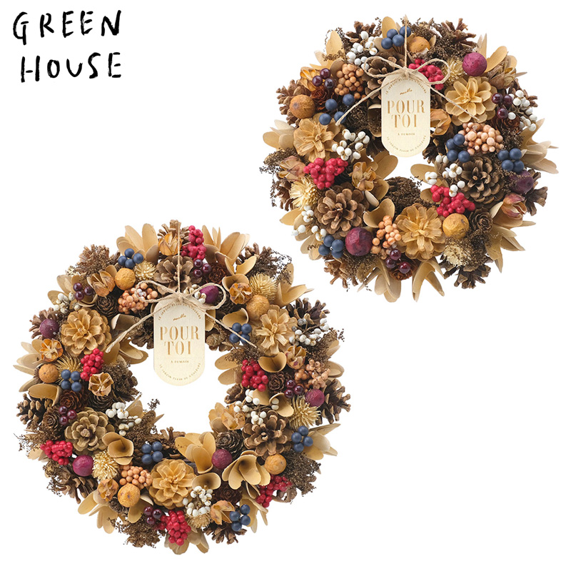■GREEN HOUSE(グリーンハウス）■■2025ハロウィン　先行予約■　ナチュラルリース　ベリーフレーク
