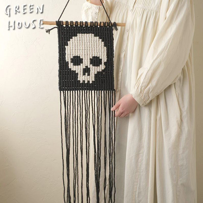 ■GREEN HOUSE(グリーンハウス）■■2025ハロウィン　先行予約■　ニットタペストリー　スカル