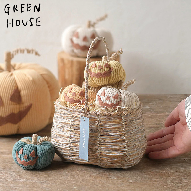 ■GREEN HOUSE(グリーンハウス）■■2025ハロウィン　先行予約■　かぼちゃオーナメント　コーデュロイ（4種×各1点）