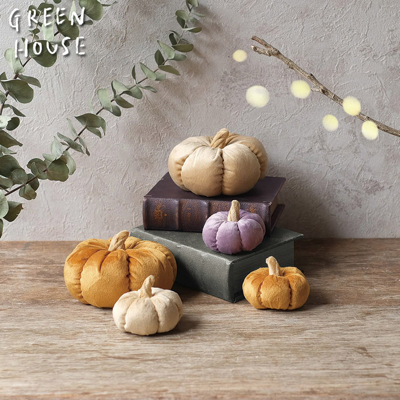 ■GREEN HOUSE(グリーンハウス）■■2025ハロウィン　先行予約■　かぼちゃオーナメント　ベロア（3種×各1点）