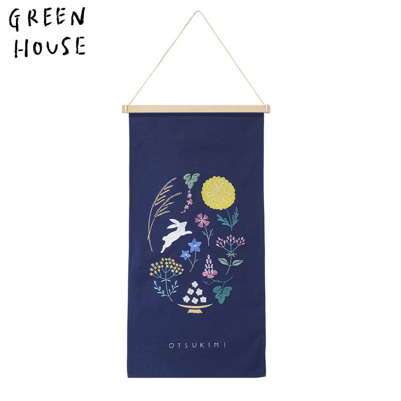 ■GREEN HOUSE(グリーンハウス）■■2025AW　先行予約■　刺繍タペストリー　お月見　紺色