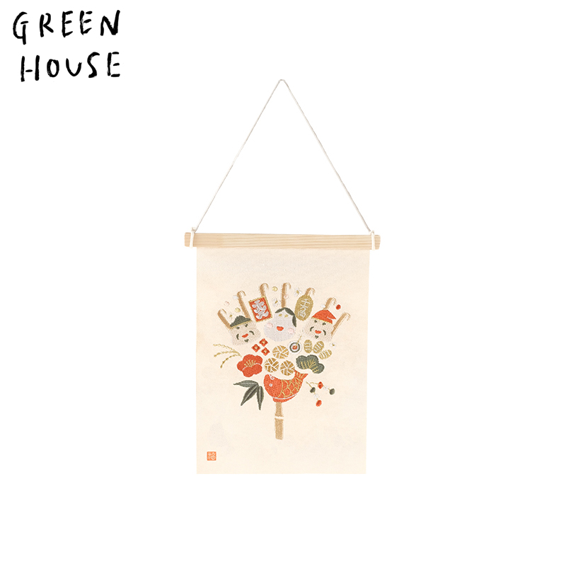 ■GREEN HOUSE(グリーンハウス）■■2025　お正月グッズ　新作■　刺繍ミニタペストリー　招福熊手