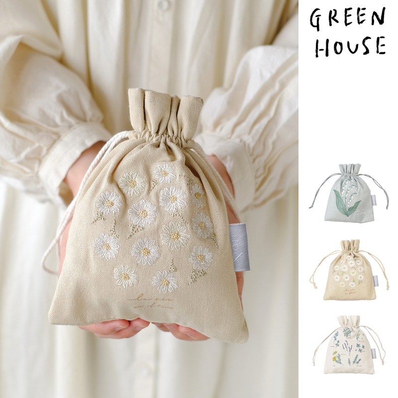 ■GREEN HOUSE(グリーンハウス）■■2025SS　新作■　刺繍巾着袋　フラワー