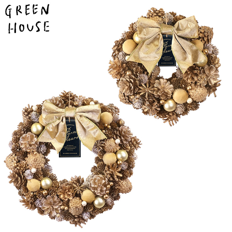 ■GREEN HOUSE(グリーンハウス）■■2025X'mas　先行予約■　ナチュラルリース　ブリリアントゴールド