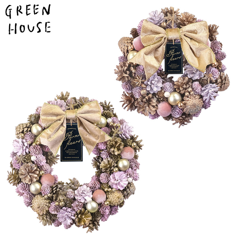 ■GREEN HOUSE(グリーンハウス）■■2025X'mas　先行予約■　ナチュラルリース　ブリリアントピンク