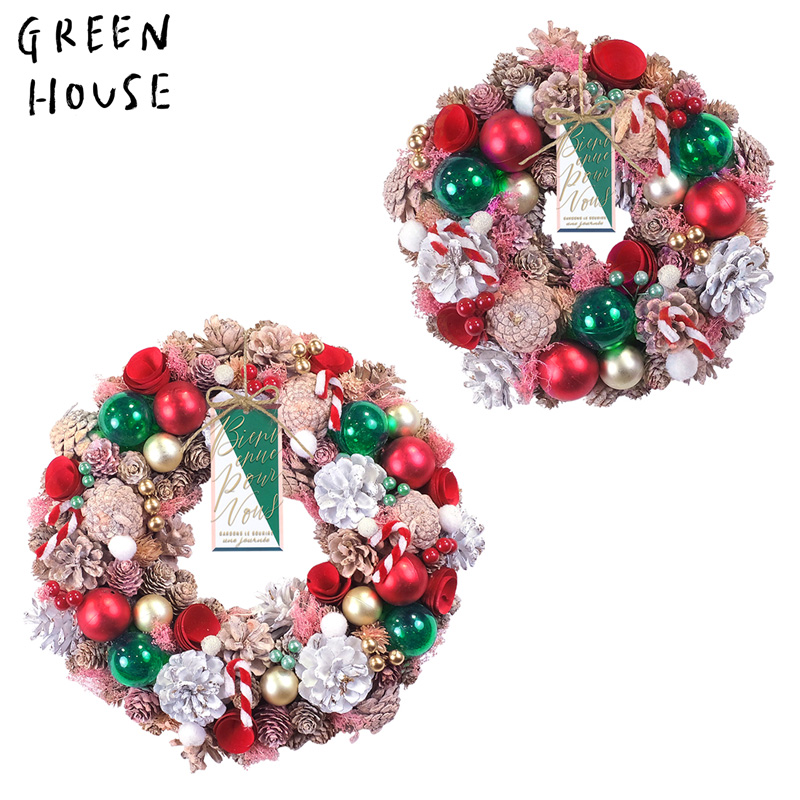 ■GREEN HOUSE(グリーンハウス）■■2025X'mas　先行予約■　ナチュラルリース　キャンディケイン