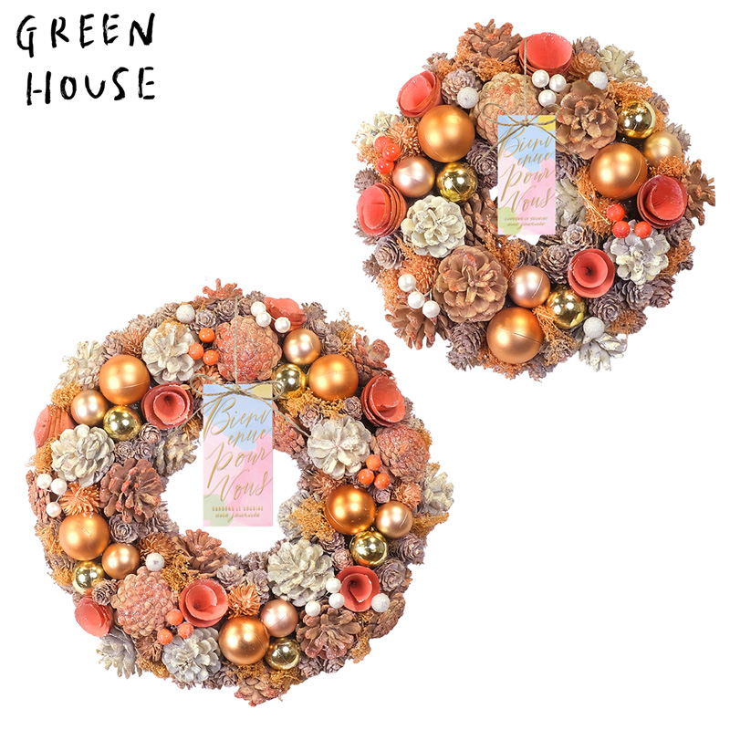 ■GREEN HOUSE(グリーンハウス）■■2025X'mas　先行予約■　ナチュラルリース　アプリコットルミナス