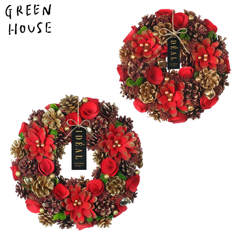■GREEN HOUSE(グリーンハウス）■■2025X'mas　先行予約■　ナチュラルリース　フラワージングルベル