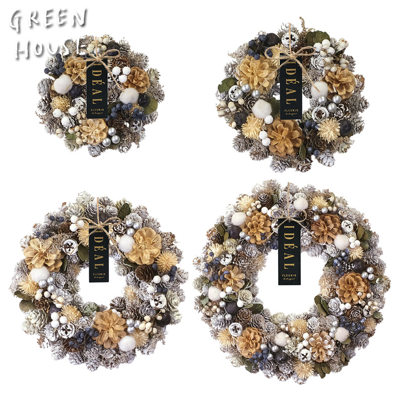 ■GREEN HOUSE(グリーンハウス）■■2025X'mas　先行予約■　ナチュラルリース　パウダースノーフォレスト