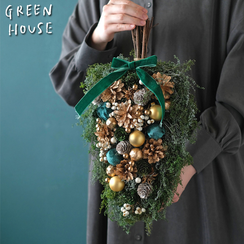 ■GREEN HOUSE(グリーンハウス）■■2025X'mas　先行予約■　ナチュラルスワッグ　パーツラメ