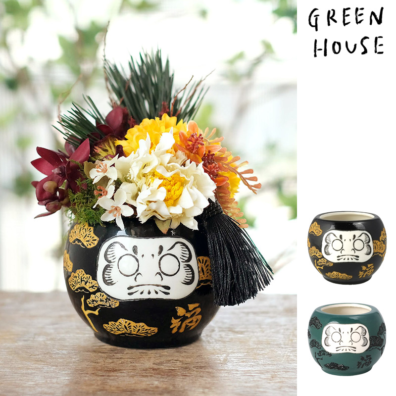 ■GREEN HOUSE(グリーンハウス）■■2026　お正月グッズ　先行予約■　だるま　陶器ポット（目無し）