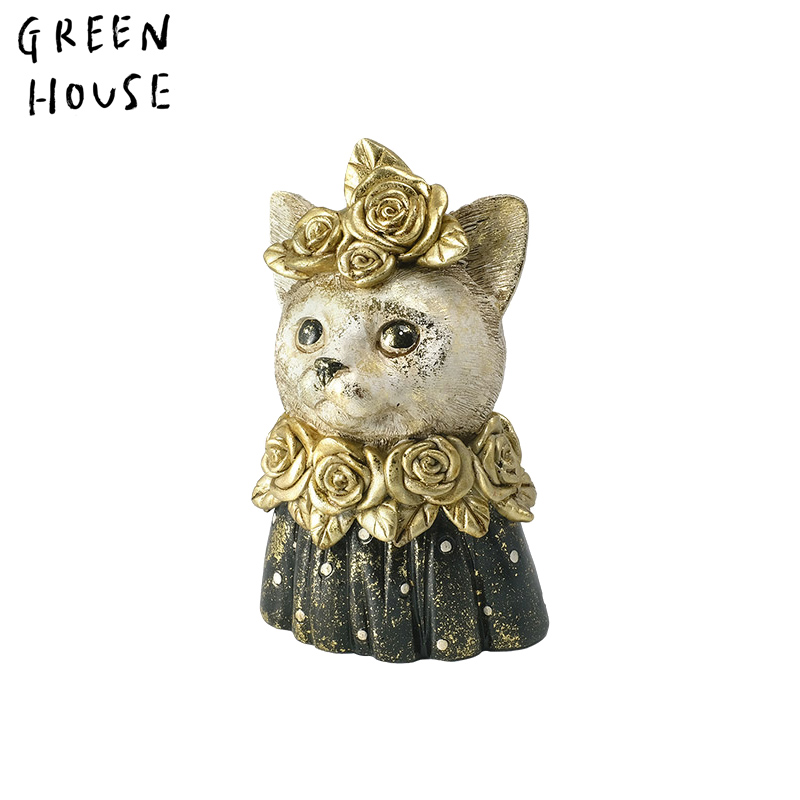 ■GREEN HOUSE(グリーンハウス）■■2025AW　先行予約■　ロイヤルキャットオーナメント　黒水玉ドレス