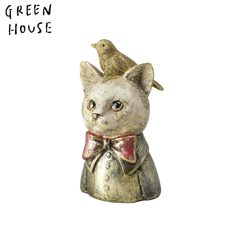 ■GREEN HOUSE(グリーンハウス）■■2025AW　先行予約■　ロイヤルキャットオーナメント　頭に鳥