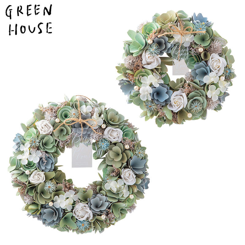 ■GREEN HOUSE(グリーンハウス）■■2026SS　先行予約■　ナチュラルリース　セレストグリーン