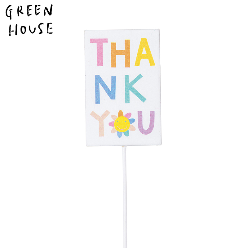 ■GREEN HOUSE(グリーンハウス）■■2026SS　新作■　木製プレートピック　フラワー　thank you