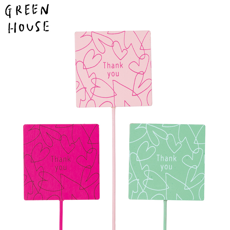 ■GREEN HOUSE(グリーンハウス）■■2026SS　新作■　木製プレートピック　ドローイングハート（3種×各4本）