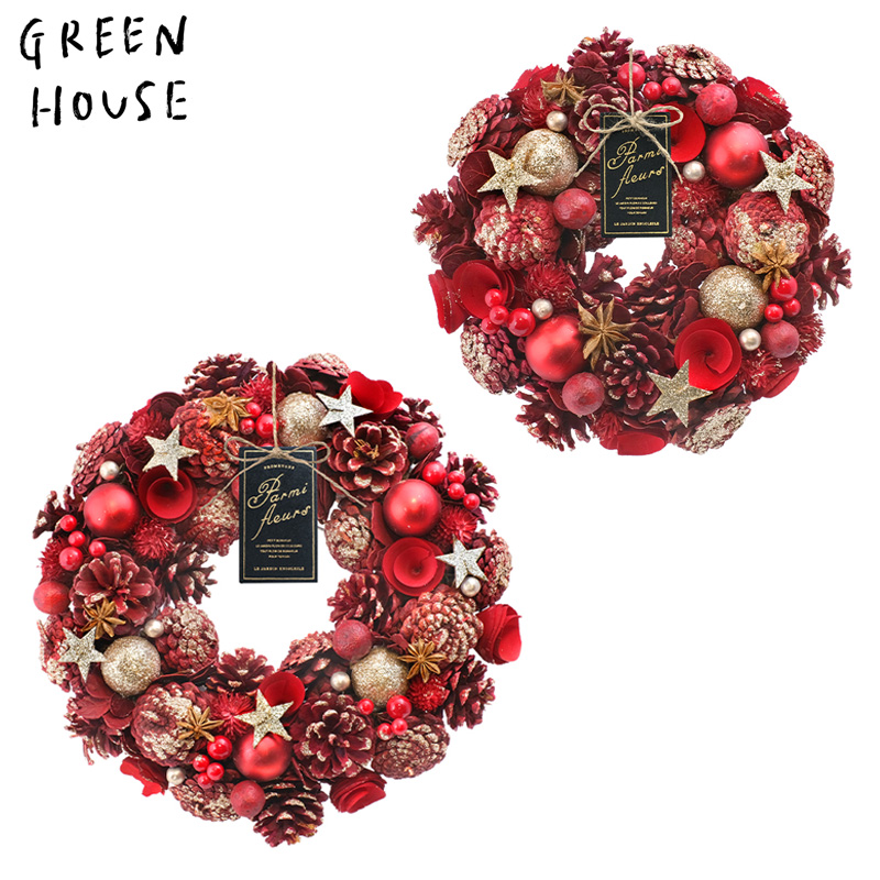 ■GREEN HOUSE(グリーンハウス）■■2026X'mas　先行予約■　ナチュラルリース　スターリーレッド