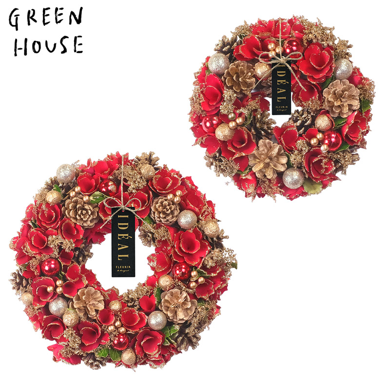 ■GREEN HOUSE(グリーンハウス）■■2026X'mas　先行予約■　ナチュラルリース　スパークリングレッド