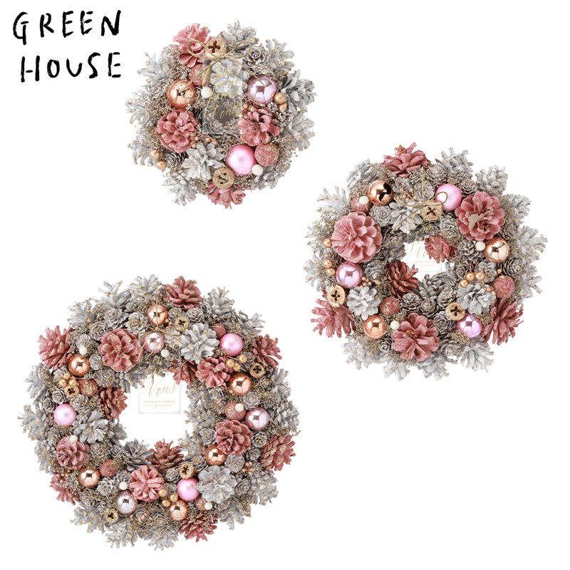 ■GREEN HOUSE(グリーンハウス）■■2026X'mas　先行予約■　ナチュラルリース　ロゼスパークル