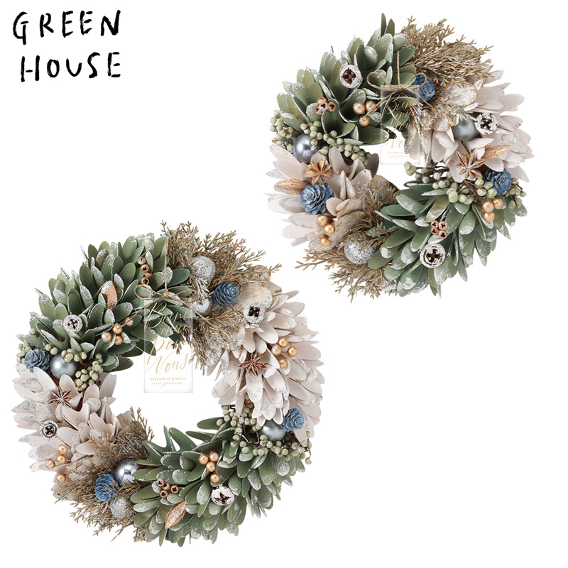 ■GREEN HOUSE(グリーンハウス）■■2026X'mas　先行予約■　ナチュラルリース　スノーコニファー