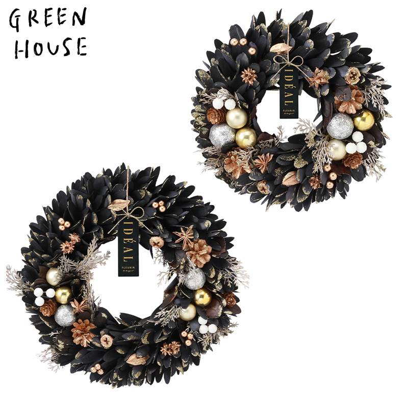 ■GREEN HOUSE(グリーンハウス）■■2026X'mas　先行予約■　ナチュラルリース　オブシディアン