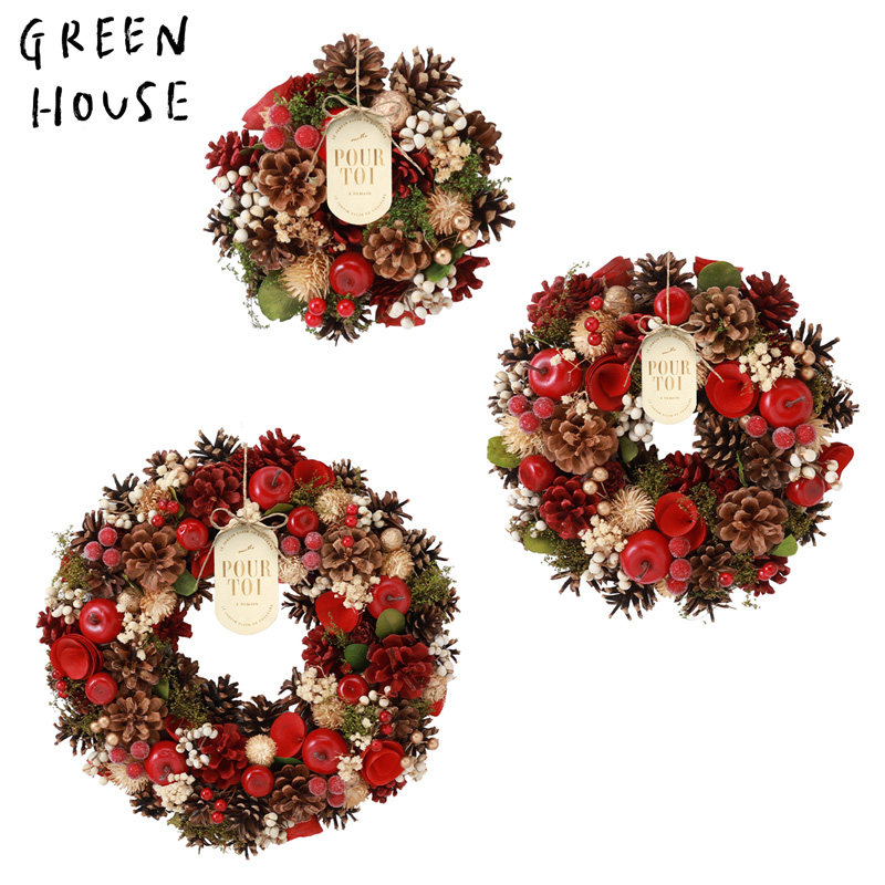 ■GREEN HOUSE(グリーンハウス）■■2026X'mas　先行予約■　ナチュラルリース　フラッフィーレッド