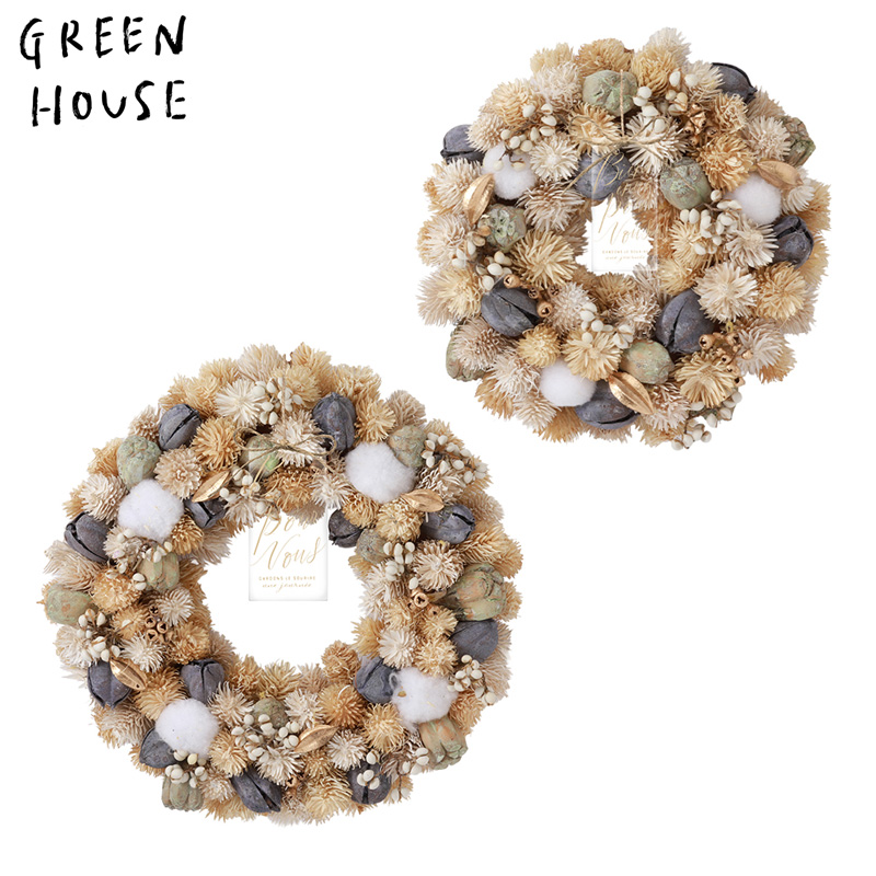 ■GREEN HOUSE(グリーンハウス）■■2026X'mas　先行予約■　ナチュラルリース　ウィンターコットン