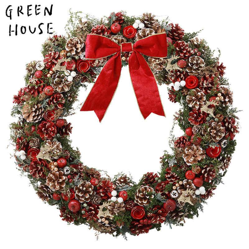 ■GREEN HOUSE(グリーンハウス）■■2026X'mas　先行予約■　ナチュラルリース　BIGサイズ　リトルライトフォレスト