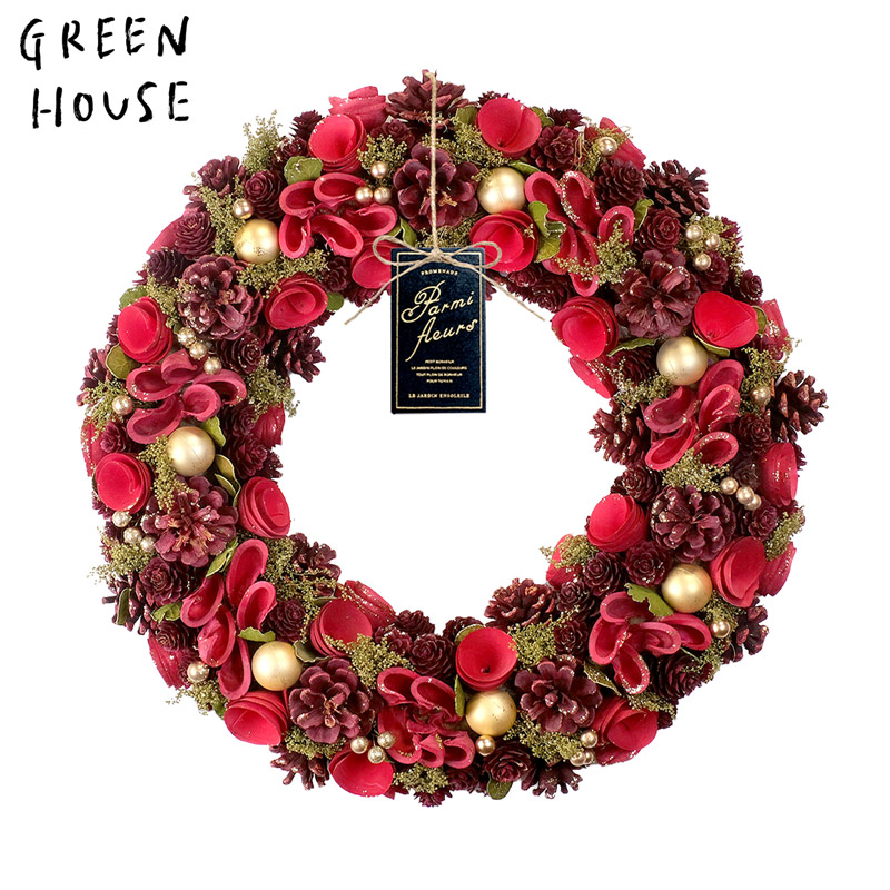 ■GREEN HOUSE(グリーンハウス）■■2026X'mas　先行予約■　ナチュラルリース　LLサイズ　レッドゴージャス