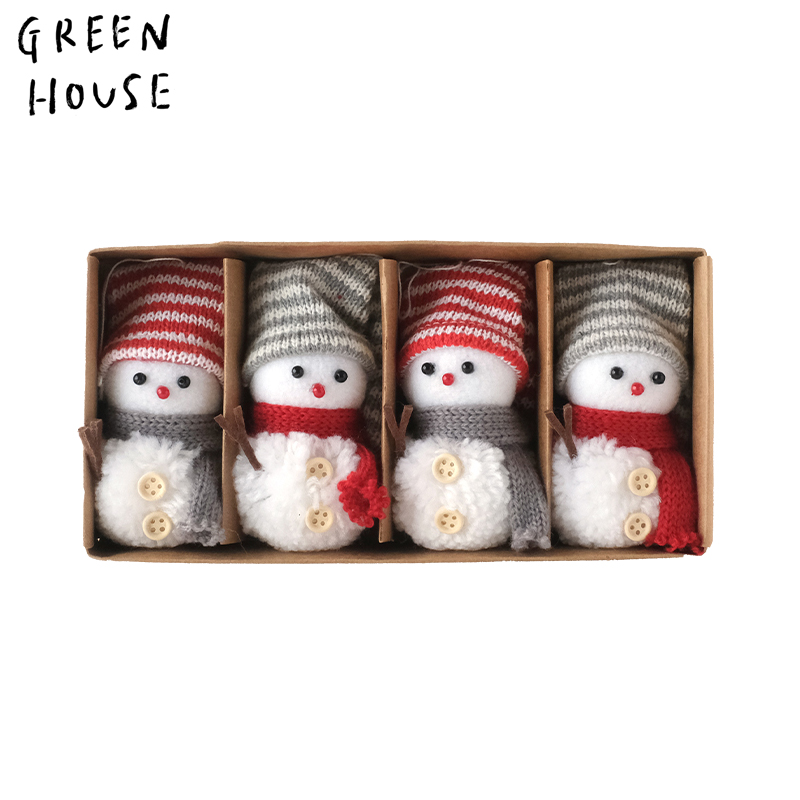 ■GREEN HOUSE(グリーンハウス）■■2026X'mas　先行予約■　ふわふわオーナメントBOX　しましま帽子のスノーマン